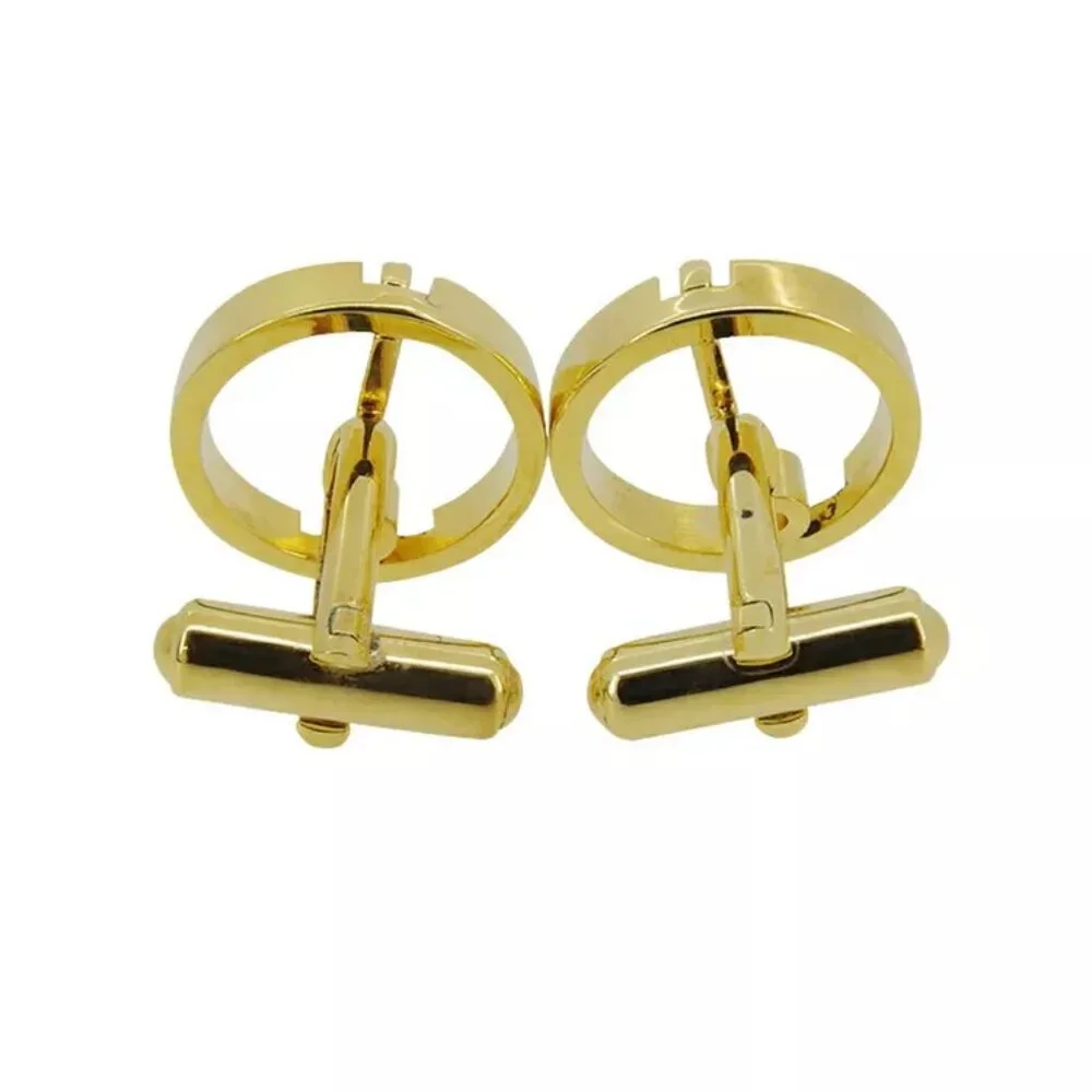 DUNHILL Cuffs 2 Item Set Gold Bracket Authentic USED